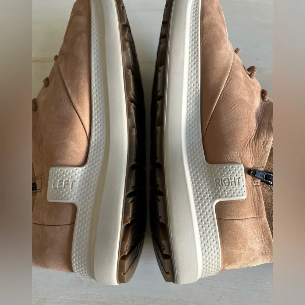 Ecco Solice High Yak leather boots, tan, women’s size 40.